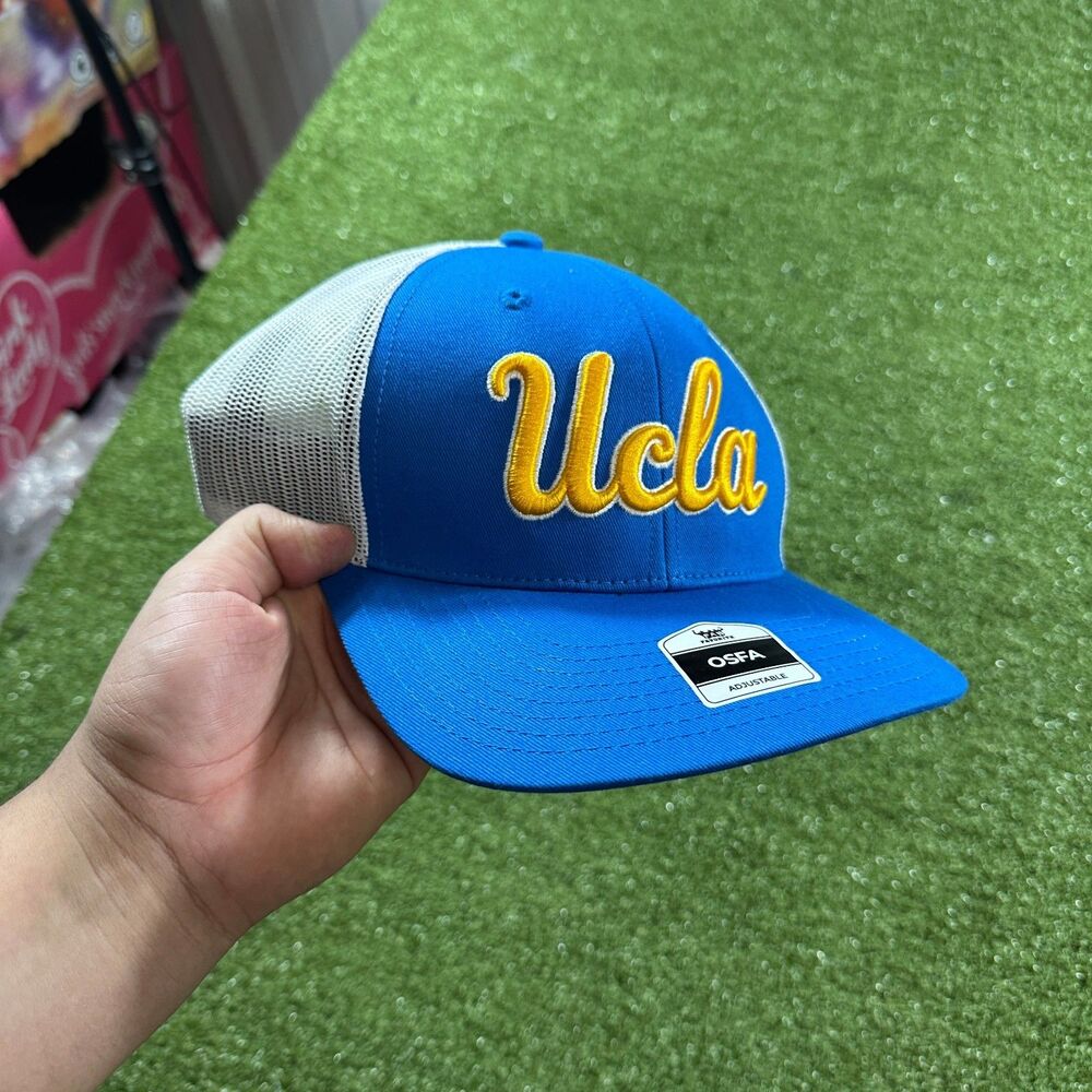 Fan Favorite UCLA Bruins Script Trucker Snapback Hat Blue White Mesh OSFA NCAA